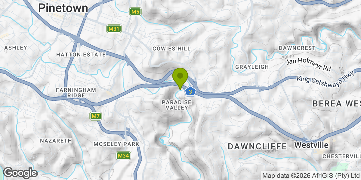 Map showing the location of Paradise Valley Nature Reserve