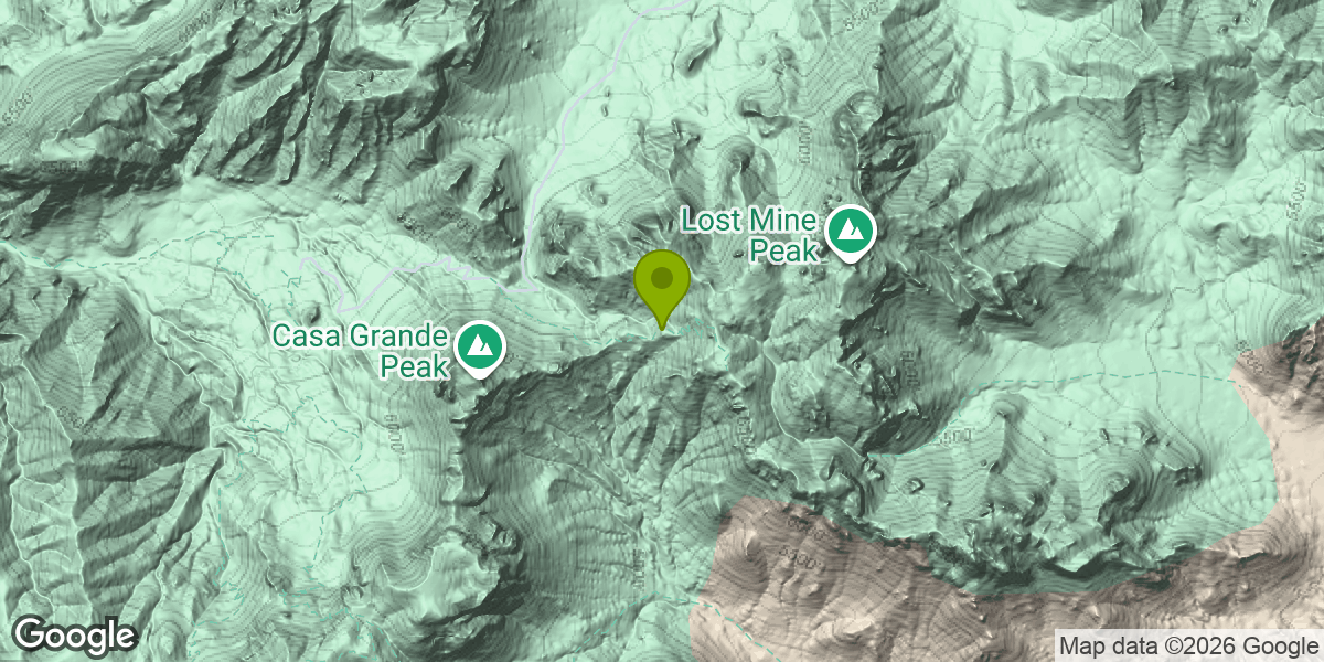 Map showing the location of Lost Mine Trail