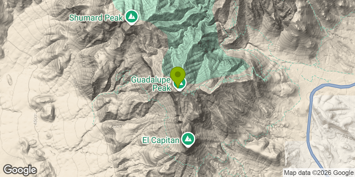 Map showing the location of Guadalupe Peak