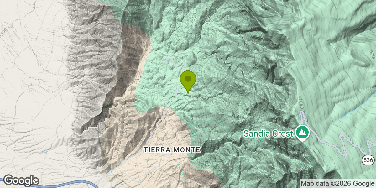 Map showing the location of La Luz Trail