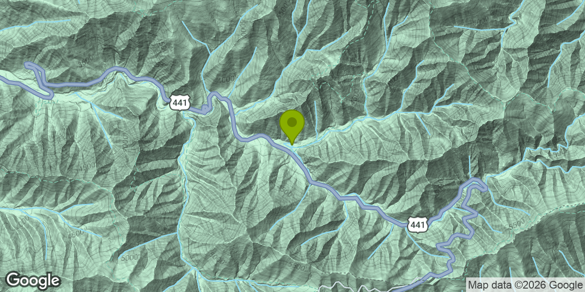 Map showing the location of Alum Cave to Mount Le Conte