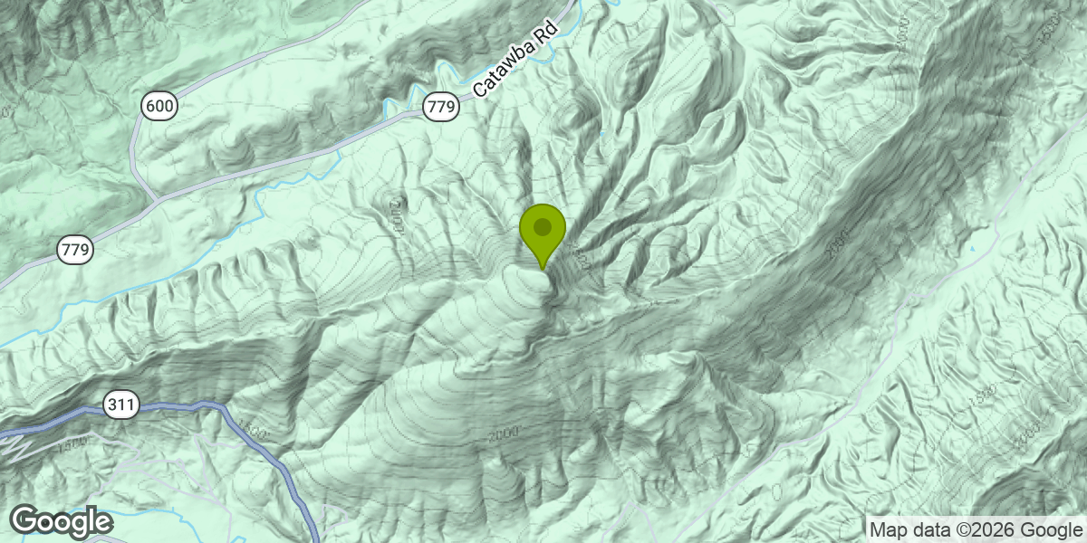 Map showing the location of McAfee Knob