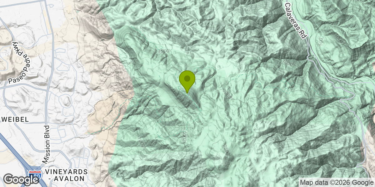Map showing the location of Mission Peak