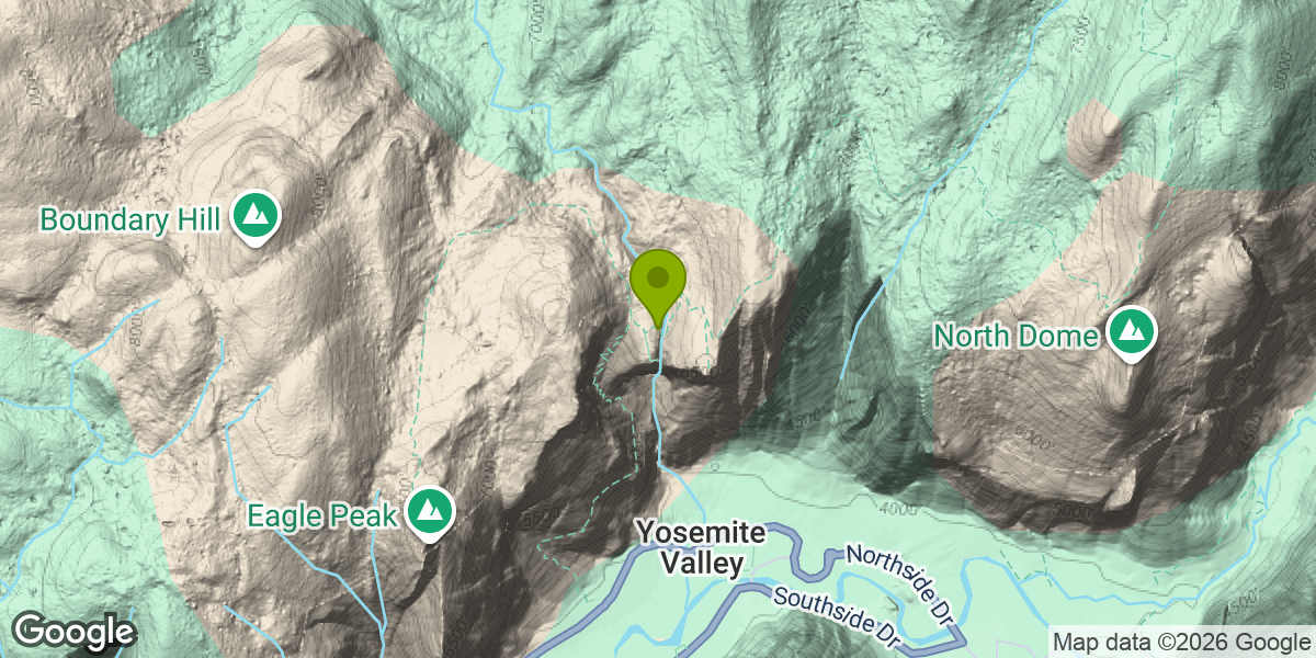 Map showing the location of Upper Yosemite Falls