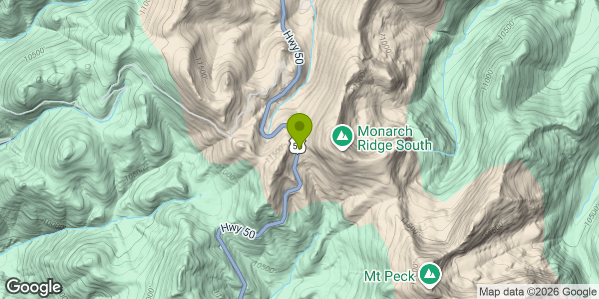 Map showing the location of Monarch Crest Trail