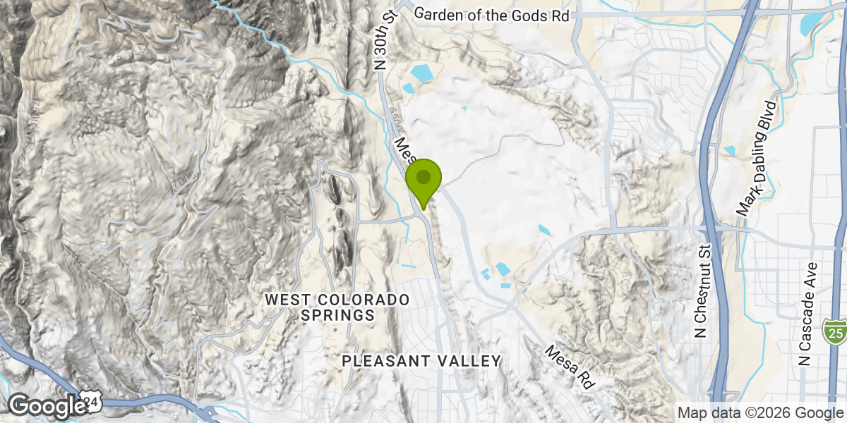 Map showing the location of Garden of the Gods