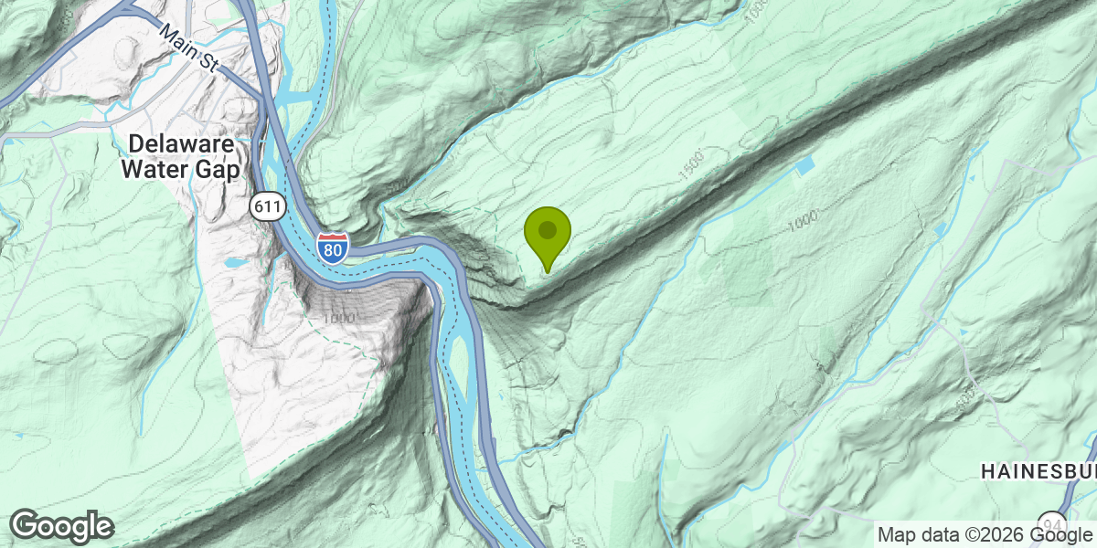 Map showing the location of Mount Tammany