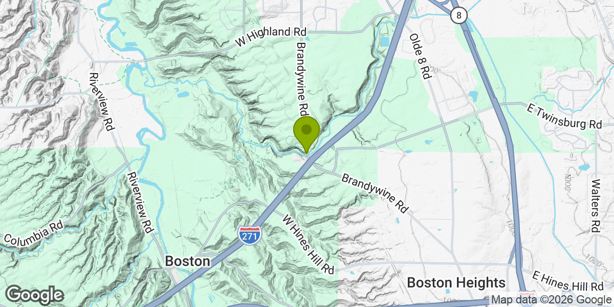 Map showing the location of Brandywine Falls