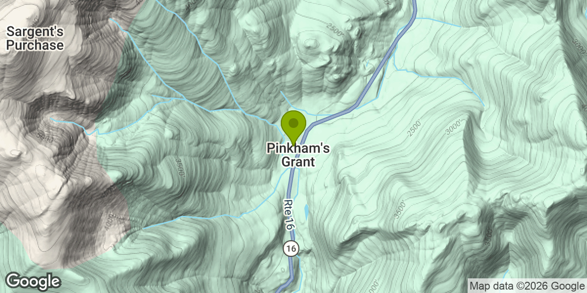 Map showing the location of Mount Washington via Tuckerman Ravine